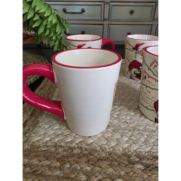 Williams Sonoma Set Of 4 LETTERS TO SANTA Teddy Bear X-Mas Coffee Mugs 4" 2007 - Picture 3 of 8